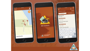 Featured picture of different pages of the MO Outdoors App