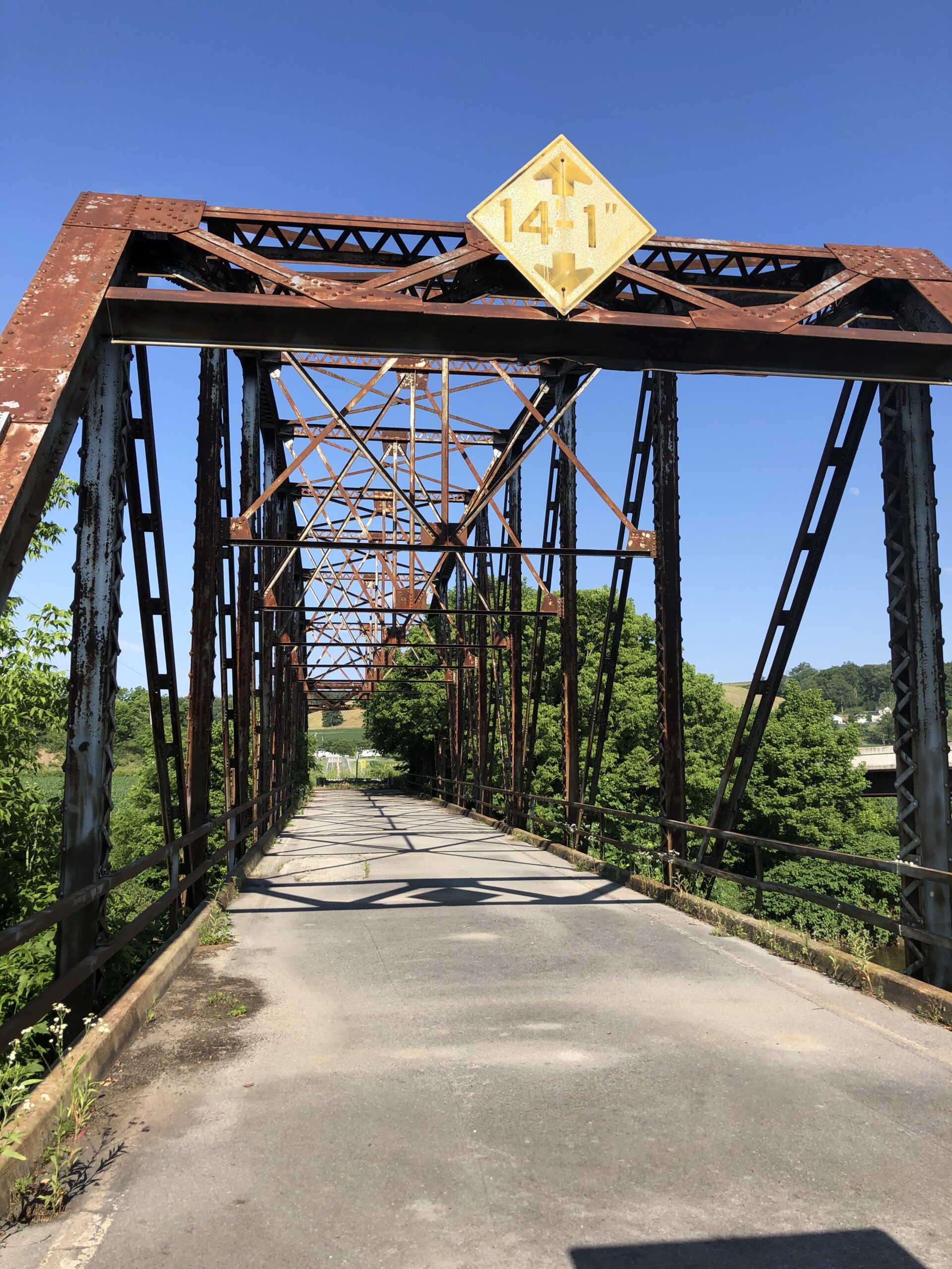 Old metal scaffold bridge