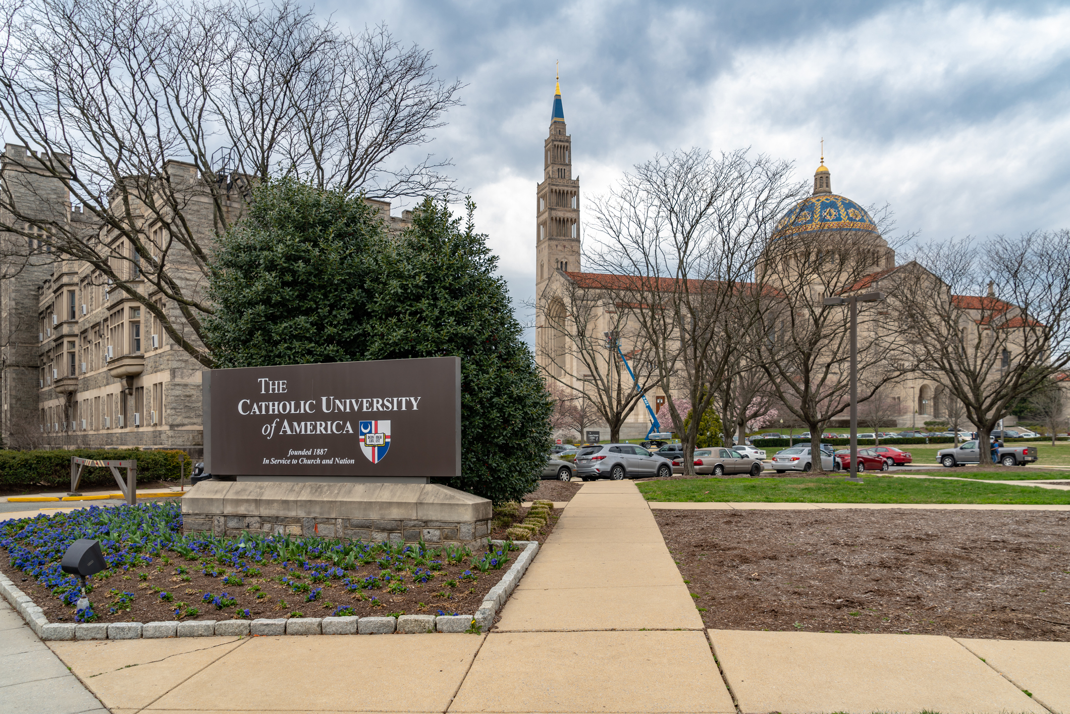 The Catholic University of America campus building in capital city, Washington DC, USA