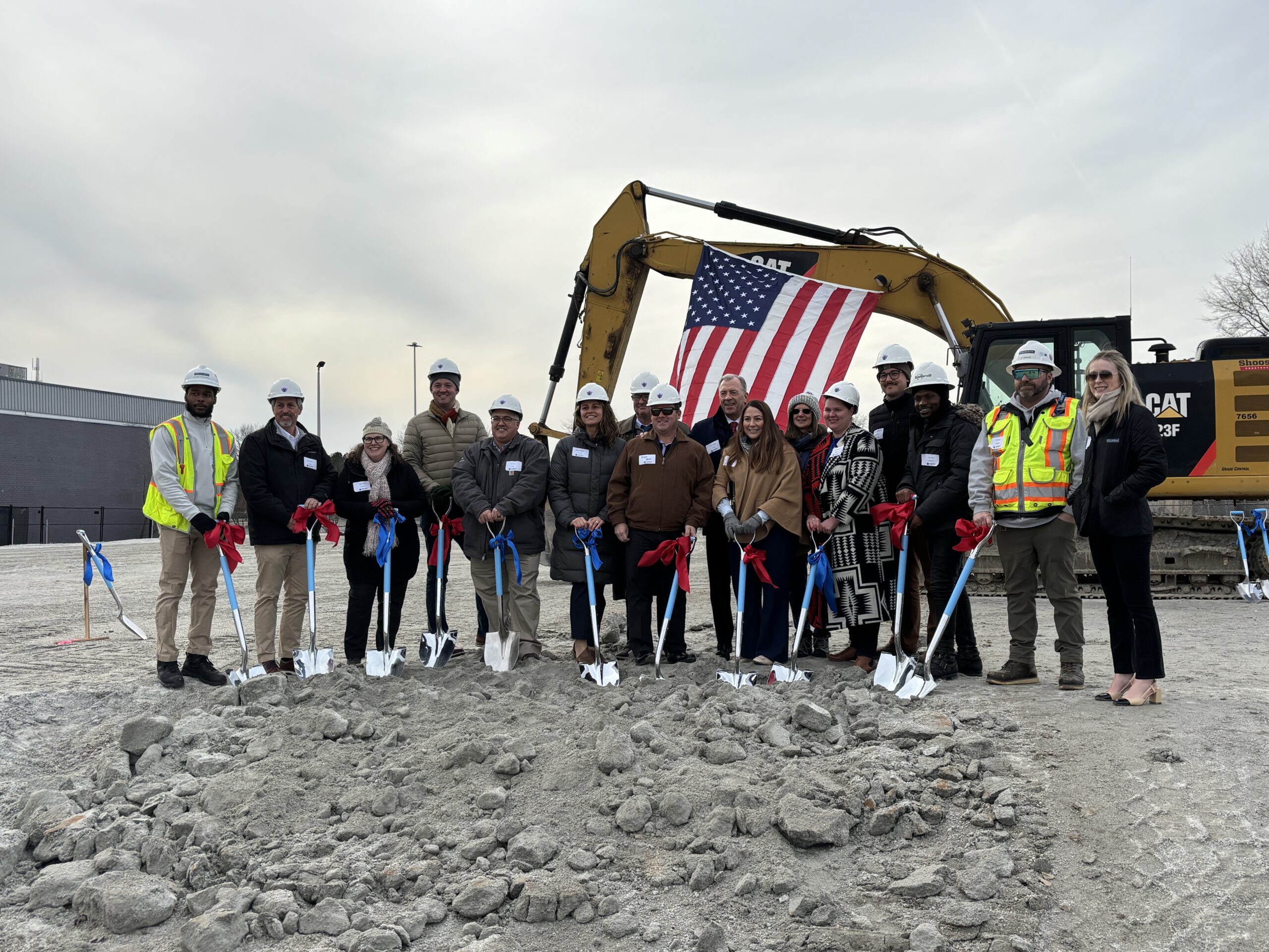 LVS and Timmons Group team members at the Veterans Village groundbreaking in January 2025.