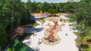 A rendering of the top-down view of Tuckahoe Park.