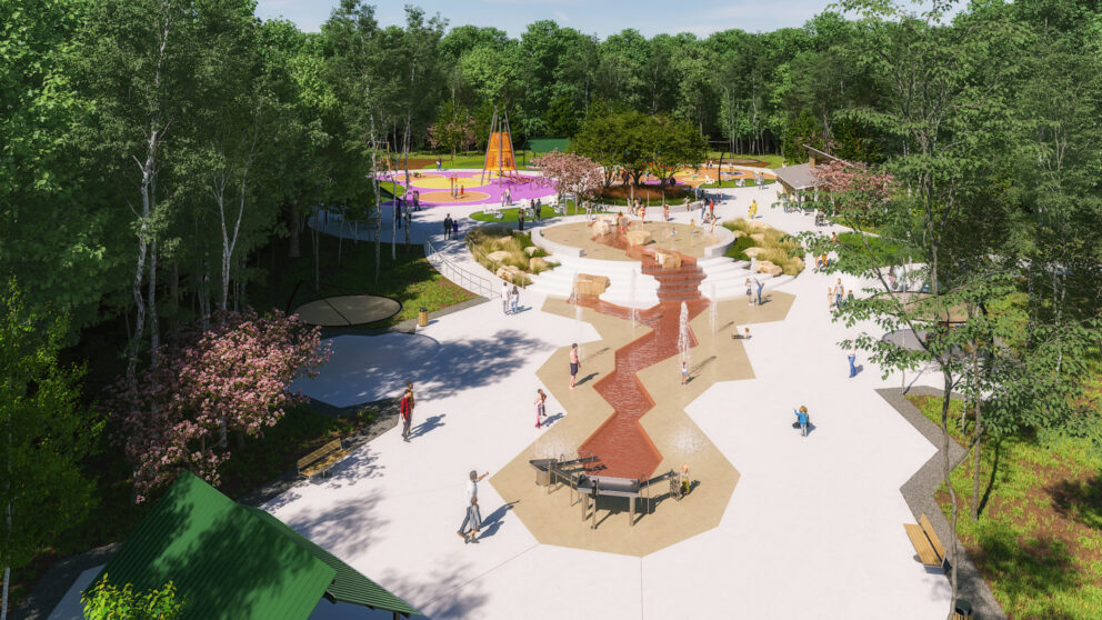 A rendering of the top-down view of Tuckahoe Park.
