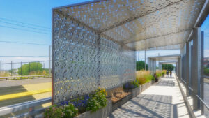 A rendering of the Arthur Ashe Bridge during the day.
