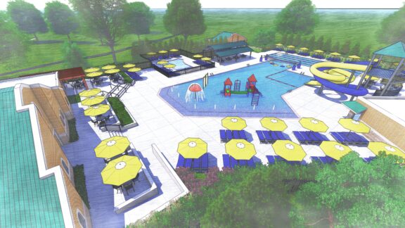 A colorful rendering of the top of the Miller Park Pool.