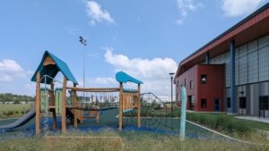 Climbing play equipment at the TB Smith Community Center.