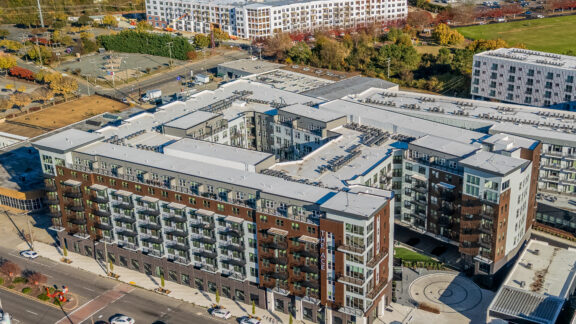The top-down view of The Ace apartment building.