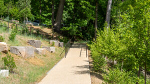 A close up of a paved path.